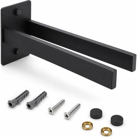 Porte-Serviettes Double sans perçage, Autocollant en Acier Inoxydable 304, Mural avec Double Barre, pour Salle de Bain, lavabo, WC invités et Cuisine, 38x10x7 cm (Noir) (1/5)