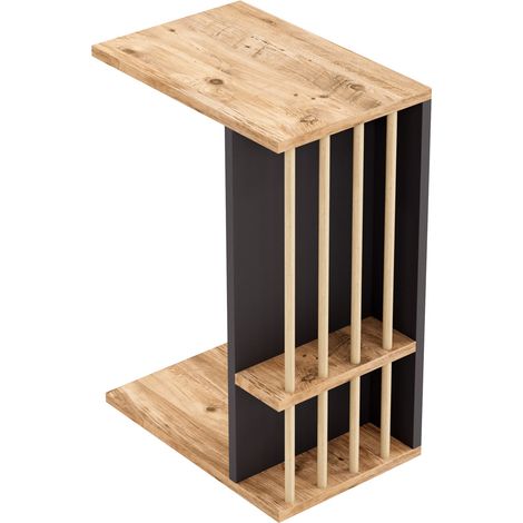 Mesa auxiliar de aglomerado de plástico con efecto madera 44 x 29 x 65 cm efecto madera negra 030010959 (1/3)