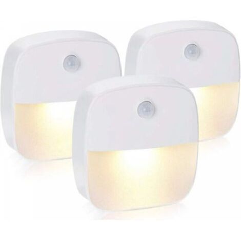 Lampe Détecteur de Mouvement Interieur, Lot de 3 Veilleuse LED Pile, Veilleuse d'escalier Automatiquel Pour Couloir, Chambre, Cuisine, Placard - Blanc Chaud [Classe énergétique A] (1/4)