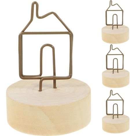 4pcs Porte-numéros de Table en Bois et Fer, Clips Photo Décoratifs Légers et Multi-usages pour Mariage, Bureau ou Décoration de Fête (1/5)