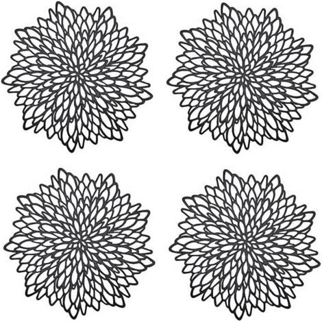 (Noir)Napperon de Table - Non spécifié - Rond - PVC - 4 pièces - 38 cm - Noir (1/4)