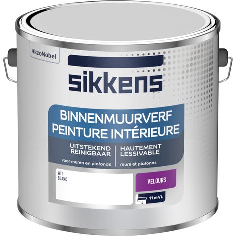 Sikkens - Peinture Intérieure Murs et Plafonds - Finition lisse, facile à appliquer, masque les taches - Velours Blanc 2,5 L