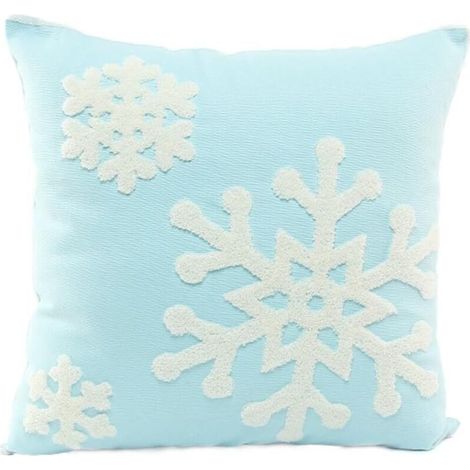 Federa in cotone 45x45 cm con motivo a fiocchi di neve, blu, stile scandinavo – Set da 1 (1/2)