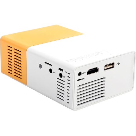 Projecteur LED Portable Mini Home Cinéma Multimédia avec Prise UK Blanc Jaune (1/5)