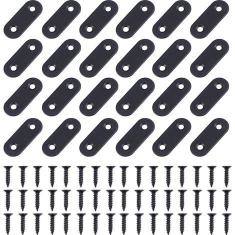 72 équerres d'angle droites plates, acier inoxydable noir, 2 trous, pour fixation de panneaux et renforcement structurel (1/5)
