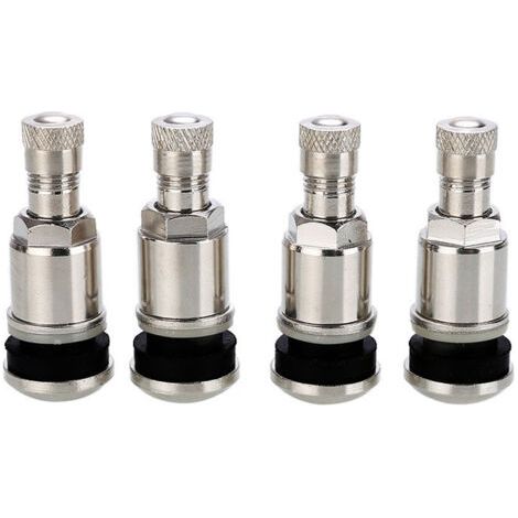 LaBlanc - 4 valves de pneu de voiture tubeless en acier argenté de 45 mm