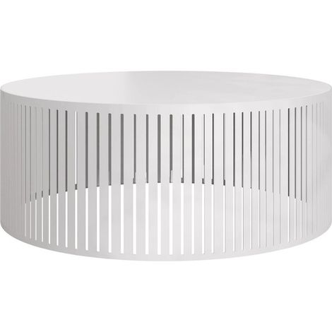 Mesa de centro Prunis, Blanco, 30x0x0cm, Diámetro: 75, Aglomerado laminado, Redonda