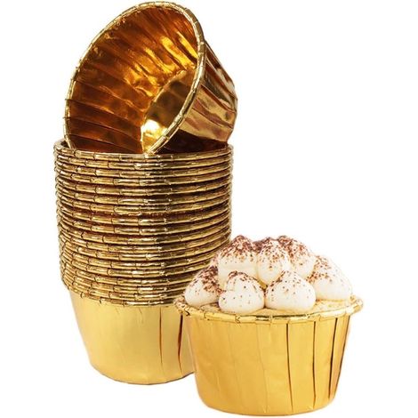 50 pièces moules à muffins en aluminium doré, moules à cupcakes, moules pour pâtisserie (1/5)