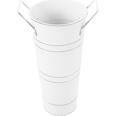 Pot de Fleurs en Fer Forgé Vintage Seau à Fleurs Blanc Rouillé Ø11×75×23 CM Vase Décoratif Multifonction pour Table Plantation et Décoration Intérieure (1/5)