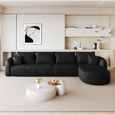 Divano angolare modulare a L 336 x 168 x 85 cm in tessuto nero, senza montaggio, OKWISH (1/5)