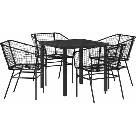 Maison Exclusive - Set da Pranzo per Giardino 5 pcs Nero polyrattan (1/5)