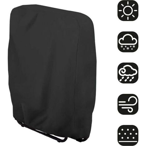 Housse de chaise pliante Housse de protection pour chaise longue Bain de soleil Mobilier de jardin étanche anti-UV Protection contre les dommages, 71 x 110 cm(noir)..
