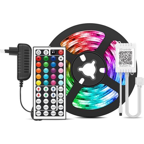 15 m Guirlande LED RGB extérieure, bande lumineuse contrôlée par appli avec musique et changement de couleur, idéale pour salon, terrasse ou fête (1/5)