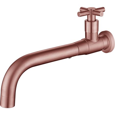 Robinet de lavabo mural (or rose), eau froide, acier inoxydable 304 (1/5)