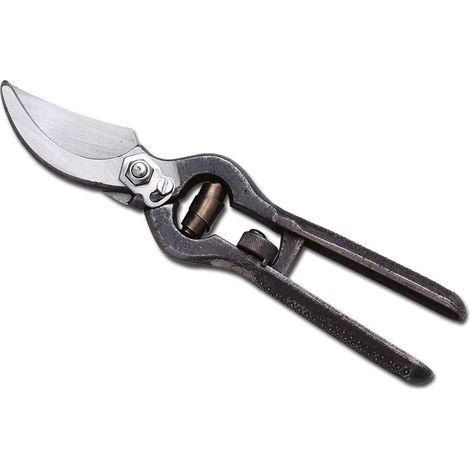 SÉCATEUR PROFESSIONNEL FORGÉ DE 25 CM AVEC MANCHE NOIR ET FERMETURE DE SÉCURITÉ À ROULETTE, IDÉAL POUR LA TAILLE DES VIGNES (1/5)