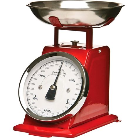 PREMIER Housewares 0807229 Bilancia da Cucina in Acciaio Inossidabile, 3 kg, Rosso (1/5)