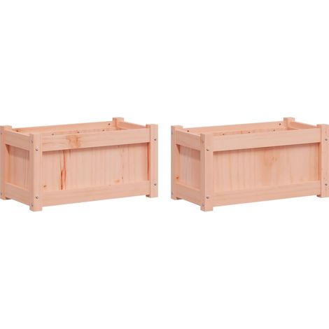 Jardinière bac lit surélevé plantes fleurs jardin terrasses lot de 2 bois massif douglas marron