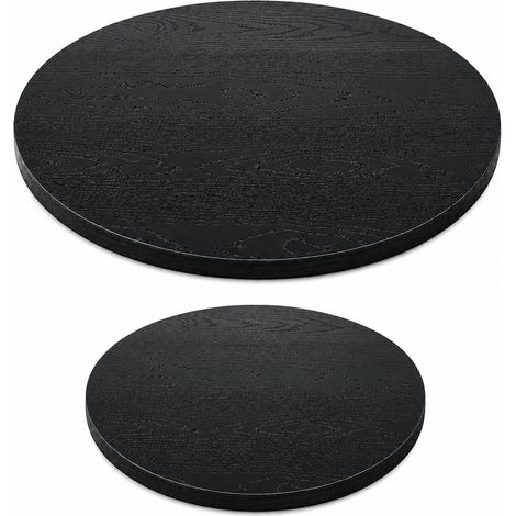 Ensemble de 2 plateaux de table ronds Ø 70 cm + Ø 50 cm, aspect bois noir, panneaux mélaminés de 18 mm d'épaisseur avec inserts filetés M6 – plateaux uniquement, sans pied (1/5)