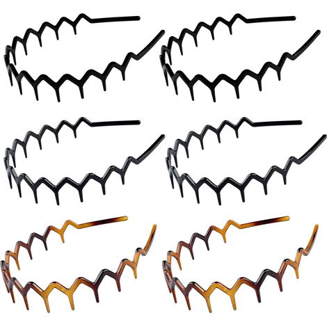 YONOY Lot de 6 serre-tees en forme de bosses en requins en zigzag, peignes et cheveux en plastique, serre-tetes ondulées en forme de bosses en requin, accessoire pour femmes et filles (1/5)