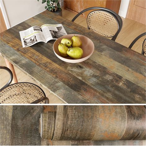 Vinyle Adhesif Marron Mat Papier Peint Tasseau Bois 60cm x 300cm (1/5)
