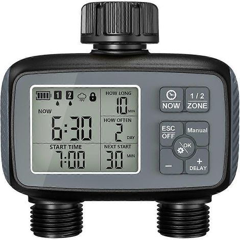 Arroseur minuterie 2 Zone Programmable minuterie d arrosage pour tuyau d arrosage automatique système d irrigation (1/5)