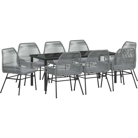 Maison Exclusive - Set da Pranzo per Giardino con cuscino 9 pcs Grigio polyrattan