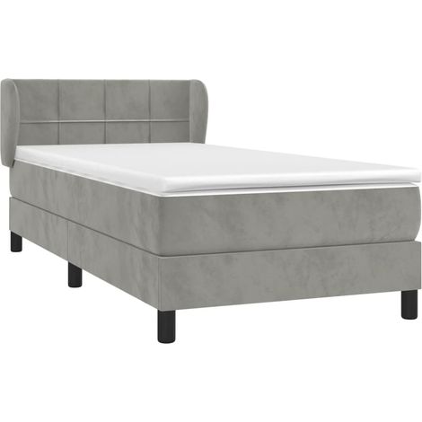 Sommier à lattes de lit et matelas Gris clair 90x190 cm Velours vidaXL
