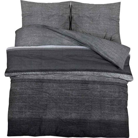 Maison Exclusive - Bettwäsche-Set Dunkelgrau 260x240 cm Baumwolle
