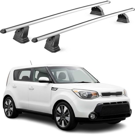 OMAC Barres de toit transversales en aluminium pour Kia Soul II 2014-2019 – TÜV / DIN 75302:2019 – Antivol inclus – Charge max 75 kg – 2 barres – Gris (1/5)