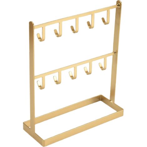 [NIE BENUTZT]Eisen-Tisch-Ohrring-Aufhänger, für Halsketten, Ringe, Ohrringe, Ohrring-Regal, Display-Ständer, Veranda, Schlüsselhalter, Gold