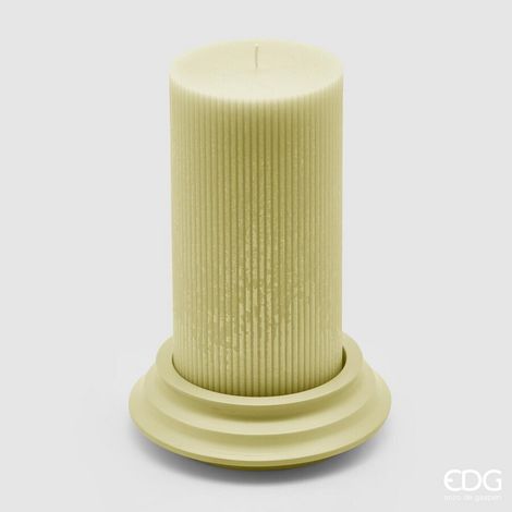 EDG Enzo De Gasperi Candela Dorica con Piatto H 20 Cm D 10 Cm Light Yellow