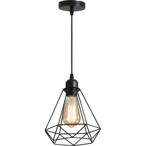 GOECO Lampada a Sospensione Vintage Industriale, Lampadario Camera da Letto Moderno a Sospensione, E27 Vintage Lampadario Nero in Metallo per Soggiorno, Cucina, Camera da Letto, Sala Da Pranzo, Loft,