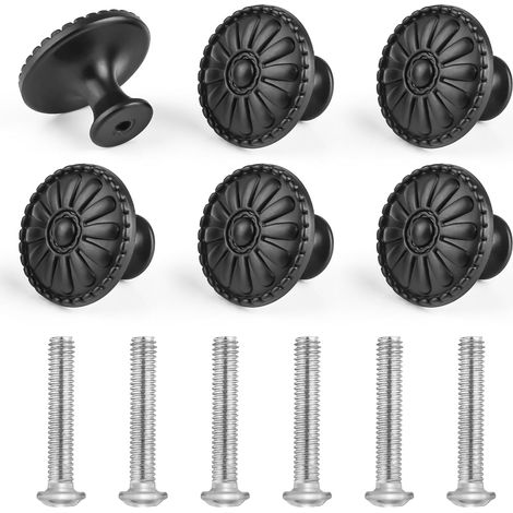 Set di 6 pomelli per mobili in plastica nera opaca, pomelli vintage individuali per cassetti, piccoli armadi e cassettiere (1/5)