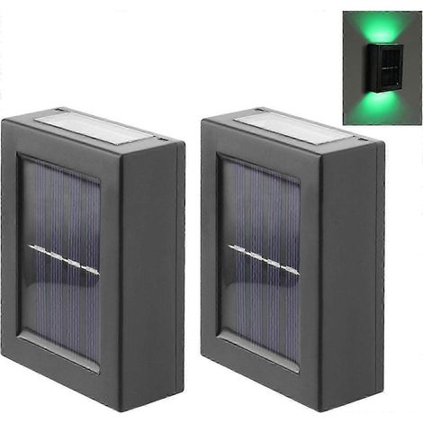 CALIDAKA 2 Pack LED Solar Wall Light, Up and Down Outdoor Security Wall Lamps, IP65 Waterproof Solar Outdoor Lights, Solar Fence Lights LED Solar Wall (1/5)