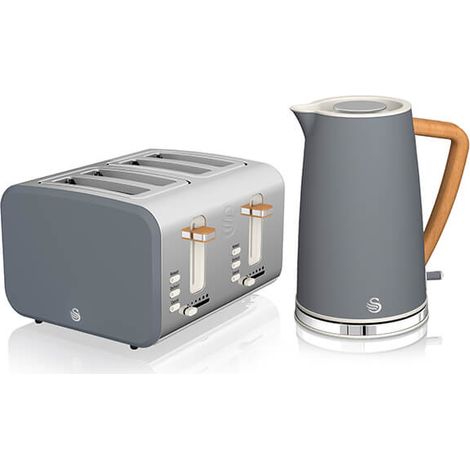 Swan Nordic Slate Grey 1.7 Litre Cordless Kettle and 4 Slice Toaster (1/4)