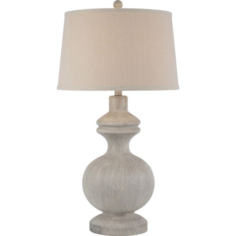 Amorie Table Lamp with Linen Shade - Resin - L41 x W41 x H71 cm - White