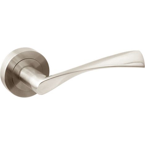 Emuca Set di maniglie per porte interne Twist, con rosetta D.50mm, Alluminio, Nichelado satinato