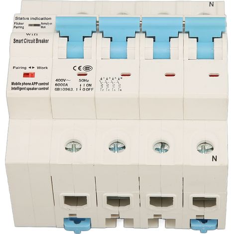 Disjoncteur Wi-Fi sur rail, protection contre les fuites de courant, interrupteur pneumatique pour maison/dortoir, 4 pôles, 400 V CA, 40 A (1/5)