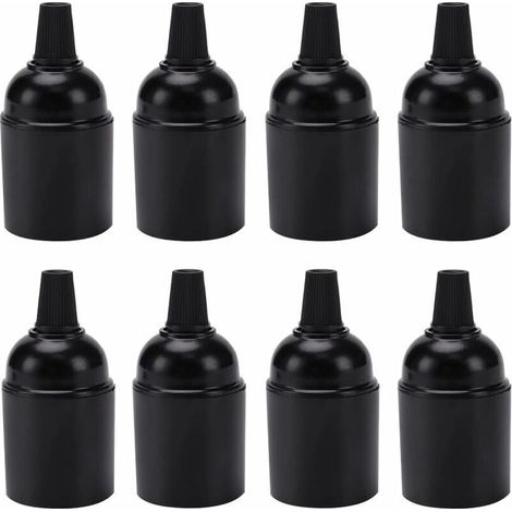 8 Piezas E27 Douille Vintage Noir, E27 Porte-Ampoules Douille, Bakélite Edison Vis E27 Douille, pour Raccord de Douille de Suspension de Bureau à Domicile (1/4)