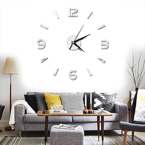 Moderne Muet Horloge Murale, 3D Grande Horloge Murale sans Cadre Moderne et muette, DIY Horloge Murale Miroir Autocollant, pour la décoration de la Chambre du Bureau à Domicile du Salon (1/5)