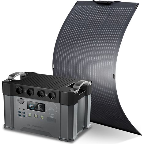 ALLPOWERS S2000 Pro Tragbares Powerstation mit 100W Flexibles Solar Panel 1451Wh 2400W (4000W Spitzenwert) AKKU Solargenerator Mobiler Stromspeicher Power Stationfür Home Notfall Camping RV Reise