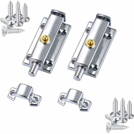 Loquet De Porte Coulissante Verrou Barrel Bolt En Acier Inoxydable, Serrure De Porte De Toilette Acier Inoxydable Pour Salles De Bains Portes Et Fenêtres, Bouton De Printemps Déverrouiller, 4 Pouces (1/5)