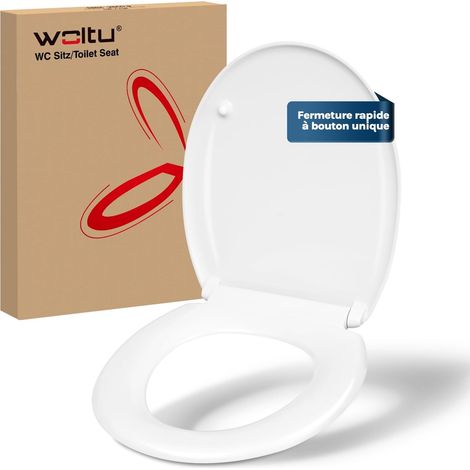 Abattant WC WOLTU, Lunette de WC avec Frein de Chute, Fermeture Douceur, Montage par le Haut, en Forme de O, en Duroplast, Blanc