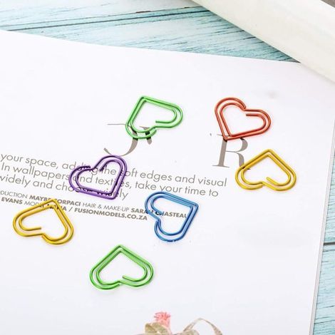 Clips de papel con forma de corazón,Clips decorativos para oficina,Organizador de documentos,Diseño en forma de corazón,100 unidades (1/4)