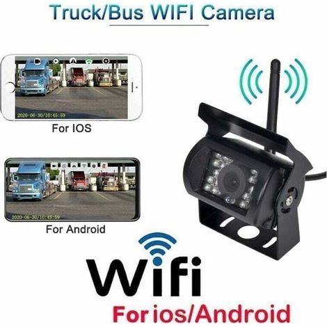 Caméra de recul HD WiFi sans fil (12-24 V) pour camions. grand angle de 170°. portée de transmission de 50 m. vision nocturne. étanchéité IP67 (1/5)