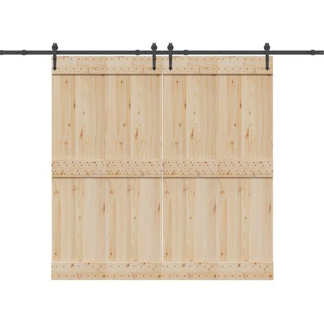 vidaXL Schiebetürbeschlag-Set 305 cm Stahl Schwarz (1/5)
