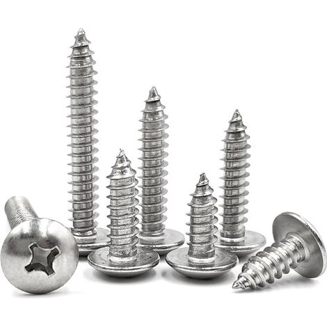 20 pièces M6x50 Vis à Bois Autotaraudeuses à Tête Cruciforme, Tête Ronde Argenté, Vis en Acier Inoxydable Fixations (1/5)