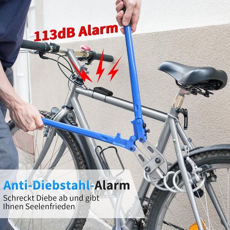 Allarme per bici, allarme antifurto da 113 dB con telecomando, sensore di movimento a vibrazione, allarme impermeabile per moto, scooter, bicicletta, porta (1/4)