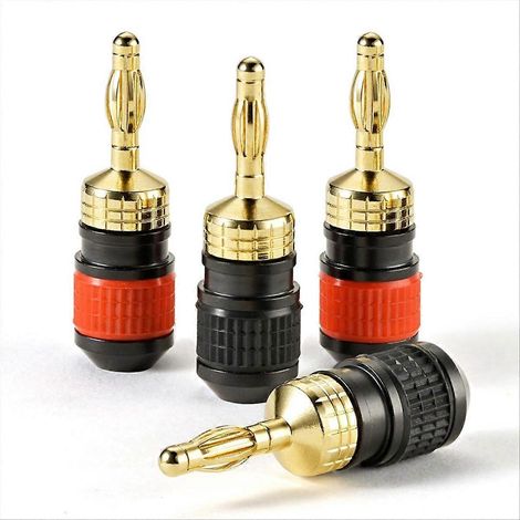 Hochwertige, verchromte Bananenstecker mit Schnellanschluss: Sicherer Lautsprecherstecker (1/5)