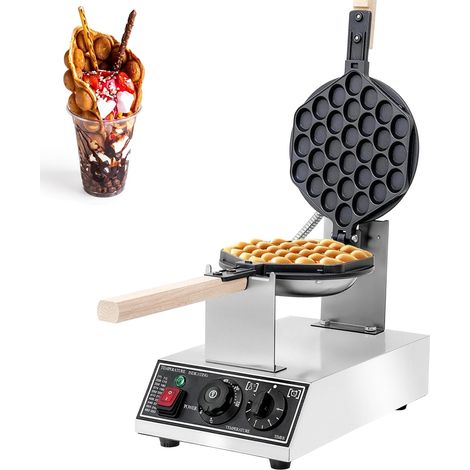 Machine à Gauffre Bubble Waffle 1400W, Gaufrier Œuf de Hong Kong avec Plaques Rotatif 180°, Température Réglable 50-250°C (1/5)